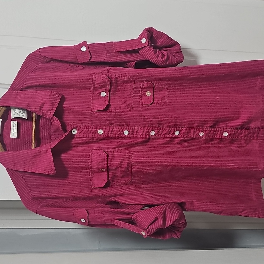 Women's Magenta Button-Up Shirt